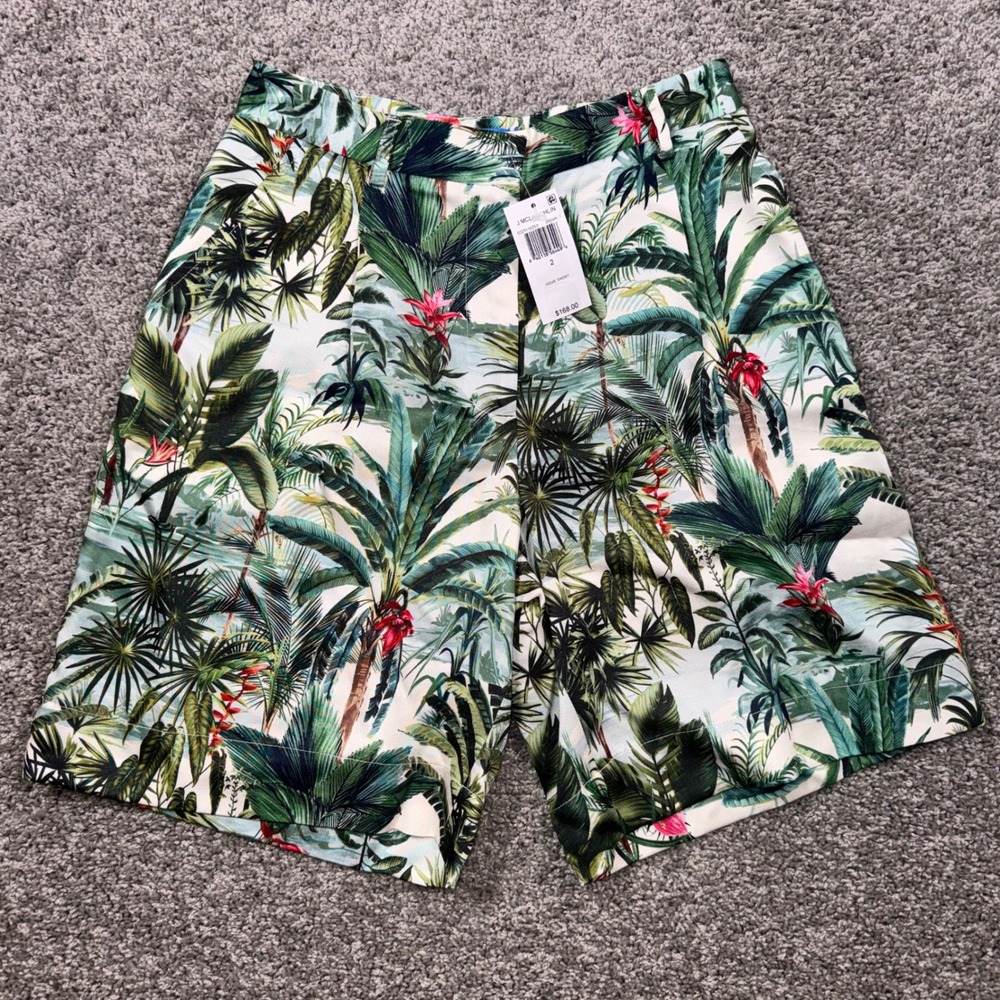 J. McLaughlin Cove Short Women Tropical Palm Leaf Print Green Multi 2 NEW